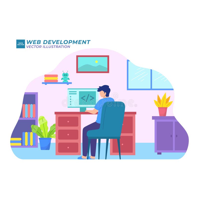 Web-Entwicklung flache Illustration Entwickler-Programm entwickeln lizenzfreie abbildung