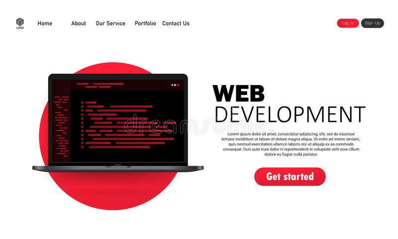 Web-Entwicklungs-Illustration. flache Konzepte des Entwurfes für die Analyse, die Programmierungsprogrammierer und Entwickler prog stock abbildung