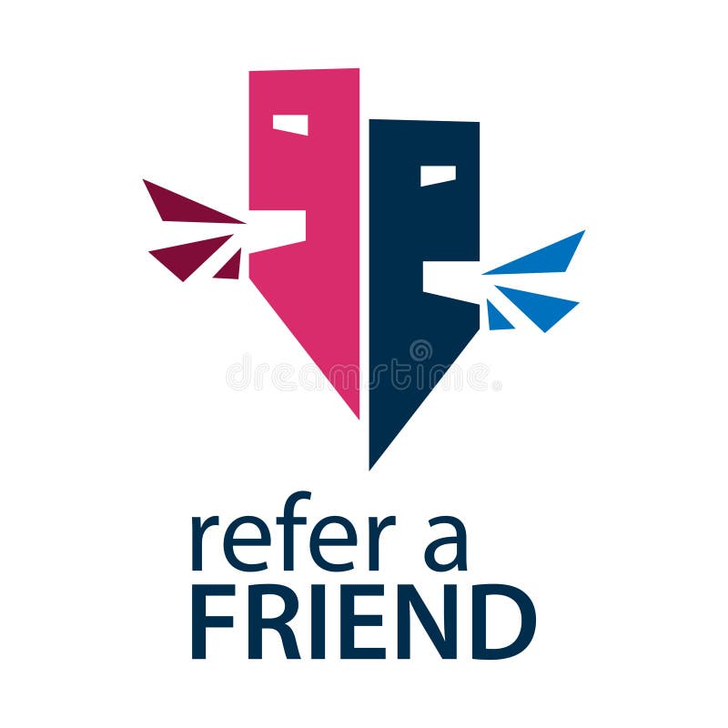 Refer A Friend With People Icon. Flat Vector Illustration On White