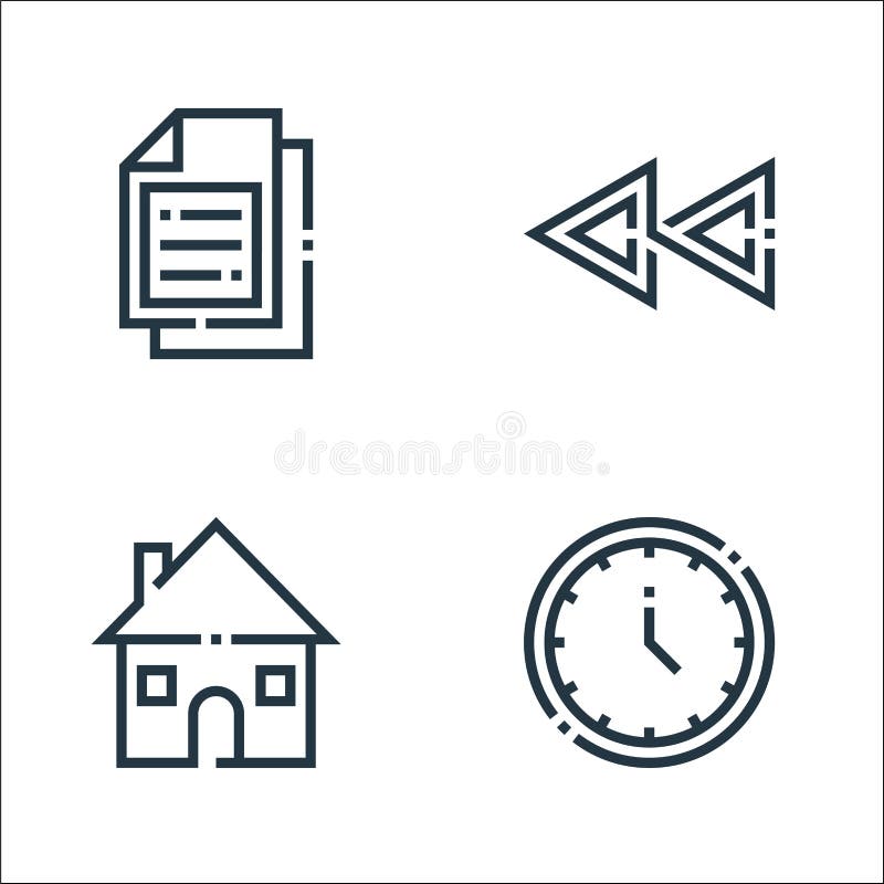 Web essentials line icons. linear set. quality vector line set such as time, home, previous track stock illustration