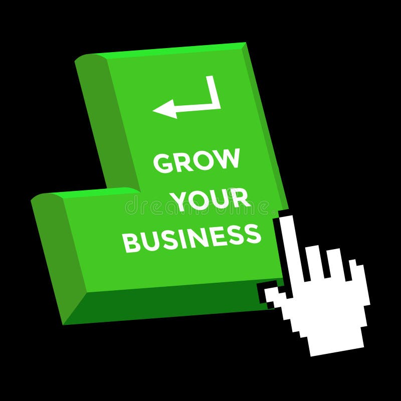 Grow your business, green enter key vector illustration