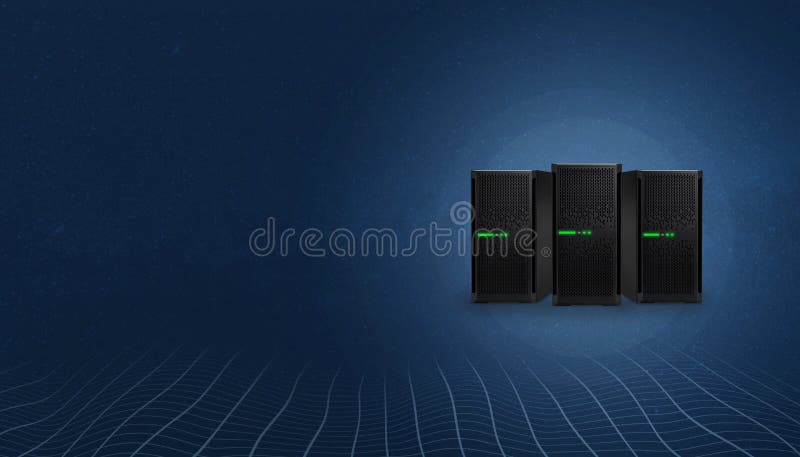 Web hosting servers. Copy space on left side for text royalty free illustration Web hosting servers. Copy space on left side for text royalty free illustration
