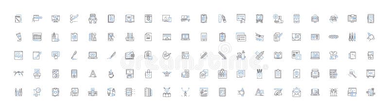 网页开发线条图标集合。HTML、CSS、JavaScript、PHP、Python、Ruby、Java 矢量和线性插图 皇族释放例证