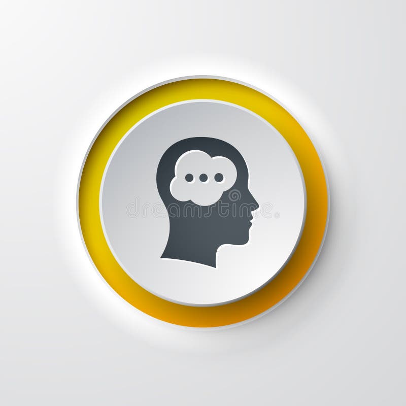 Web icon push button head thinking stock illustration