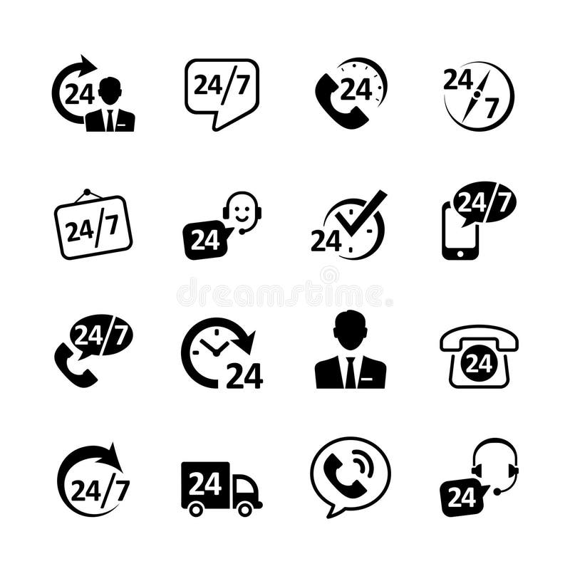 Web icon set -24 hour stock vector. Illustration of incoming - 34128504