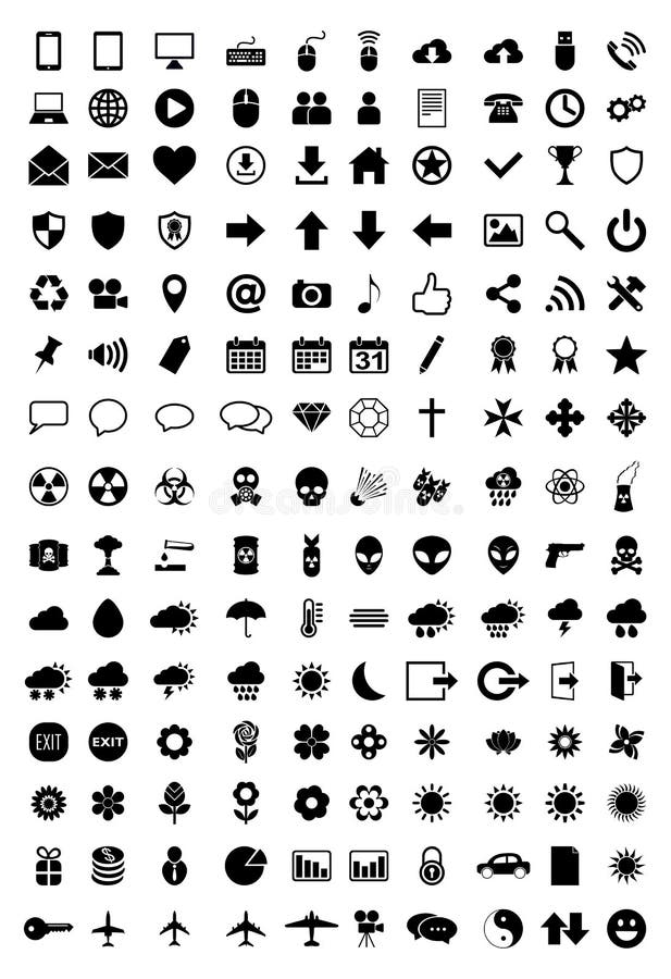 Vector icon set of 150 top quality icons including: networking, internet, social, biohazard, weather and many more. Vector icon set of 150 top quality icons including: networking, internet, social, biohazard, weather and many more.