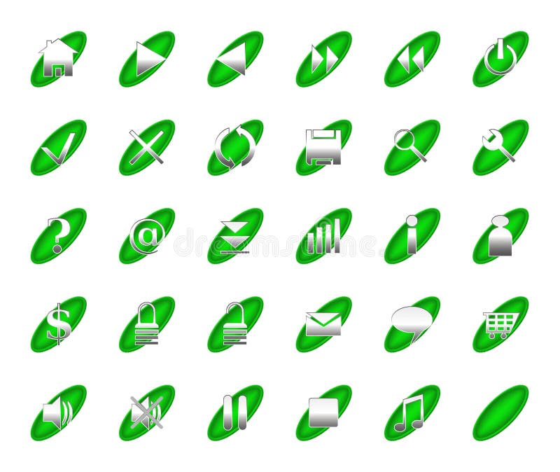 Web icons and buttons - Elliptical green