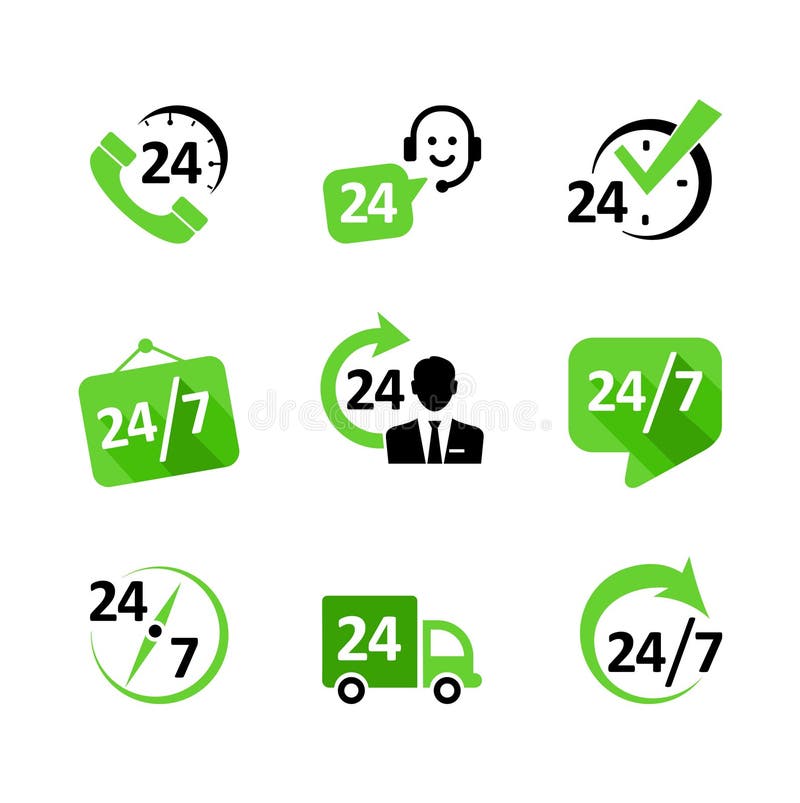 Web icons - 24 hour service, delivery, support, ph stock illustration Web icons - 24 hour service, delivery, support, ph stock illustration