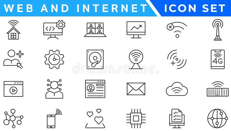 Web and internet line icons collection. Big UI icon set in a flat design. vector illustration