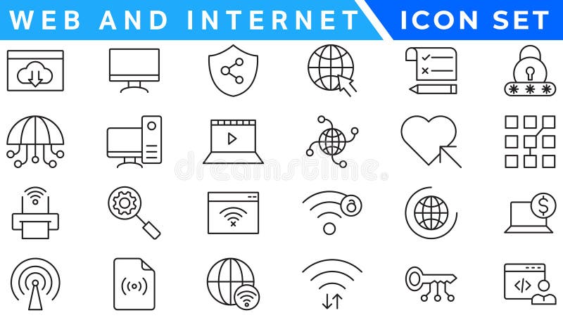 Web and internet line icons collection. Big UI icon set in a flat design. vector illustration