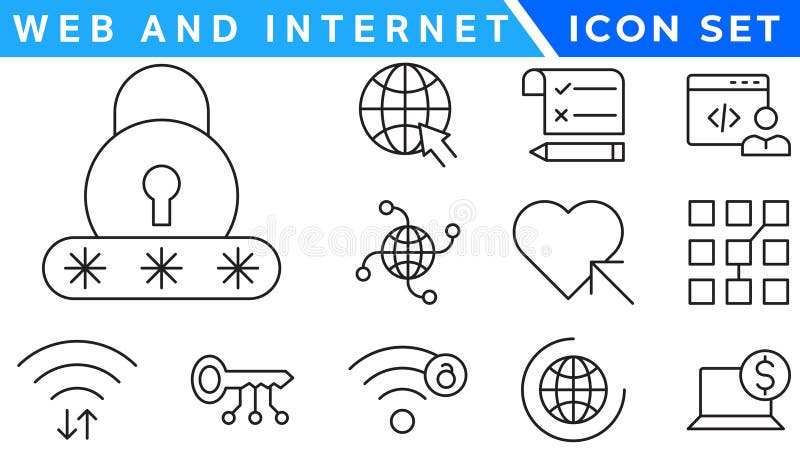 Web and internet line icons collection. Big UI icon set in a flat design. vector illustration