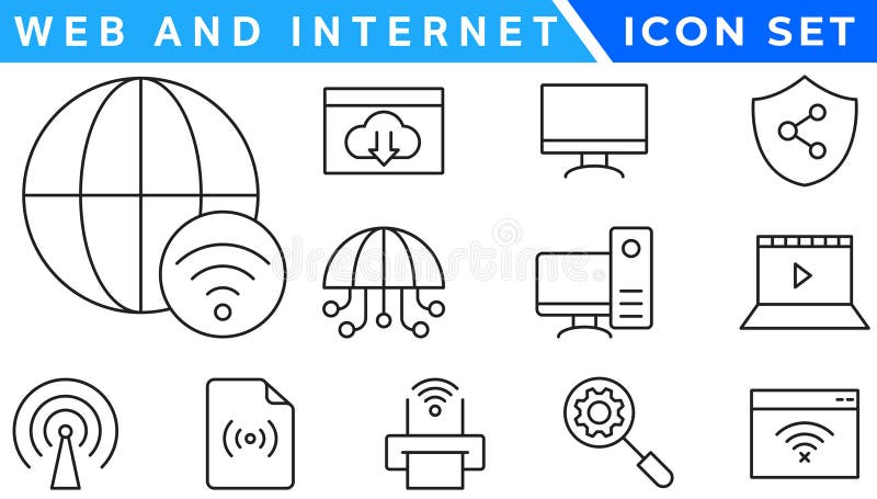 Web and internet line icons collection. Big UI icon set in a flat design. vector illustration