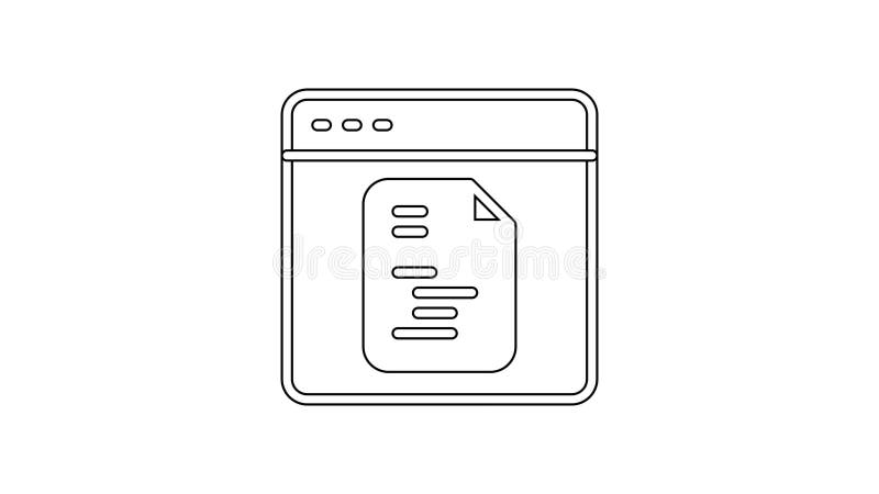 黑线软件Web开发人员编程代码图标（白色背景中）. javascript计算机脚本程序代码4k视频运动图形动画的随机部分.