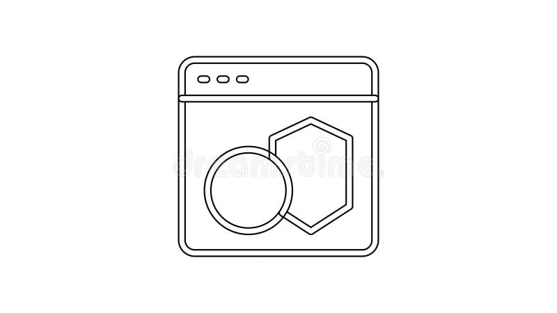 黑线软件Web开发人员编程代码图标（白色背景中）. javascript计算机脚本程序代码4k视频运动图形动画的随机部分.