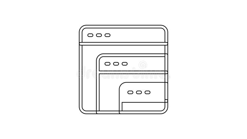 黑线软件Web开发人员编程代码图标（白色背景中）. javascript计算机脚本程序代码4k视频运动图形动画的随机部分.