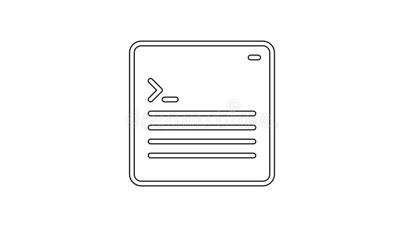 黑线软件Web开发人员编程代码图标（白色背景中）. javascript计算机脚本程序代码4k视频运动图形动画的随机部分.