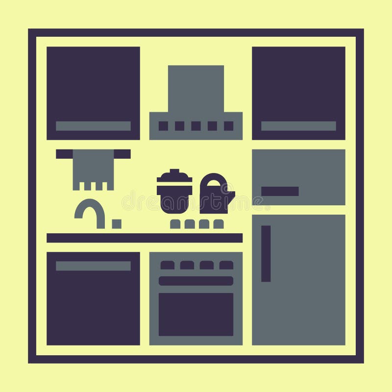 Kitchen furniture icon. stock illustration. Illustration of dish