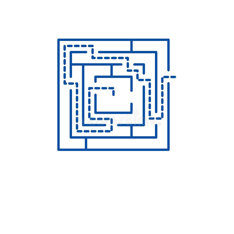 Labyrinth solution line icon concept. Labyrinth solution flat vector symbol, sign, outline illustration. vector illustration.