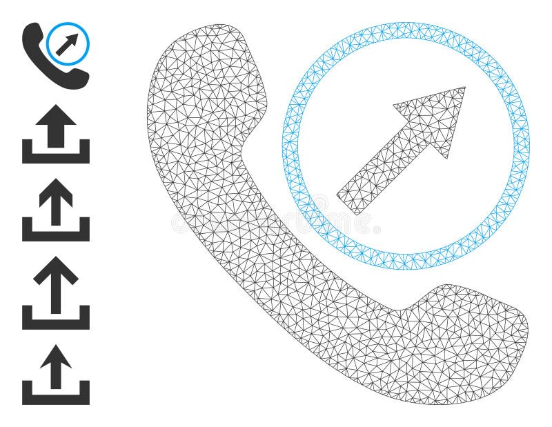 Mesh polygonal outgoing call icon with simple structure created from outgoing call vector graphics. Frame mesh polygonal outgoing call. Linear frame 2D mesh in vector EPS format. Outgoing call vectors