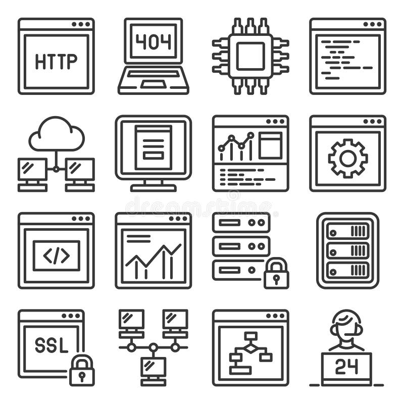 Web and Network Hosting Icons Set. Vector vector illustration