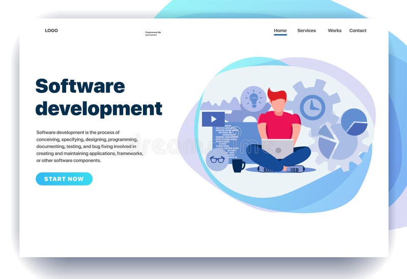 Web Page Design Templates for Software Development Stock Vector