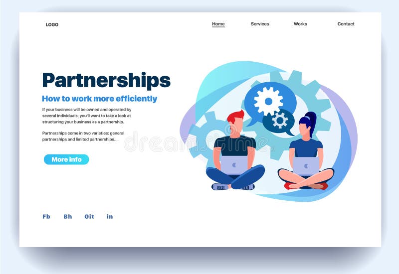 Web page flat design template for partnerships vector illustration