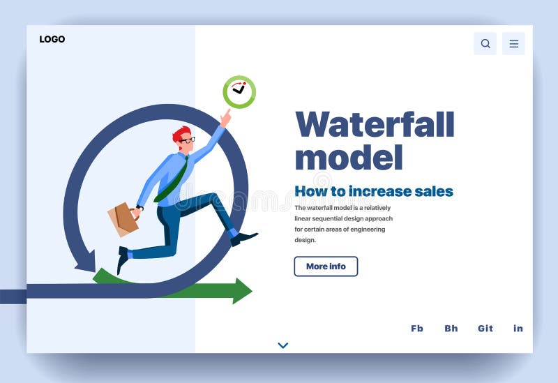 Web page flat design template for waterfall model vector illustration