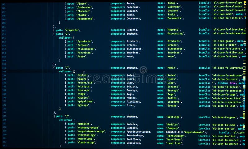 Web-pagina Java-scriptcode op computermonitor Programmeringscode voor softwarecomputer Voorste Java-code stock foto