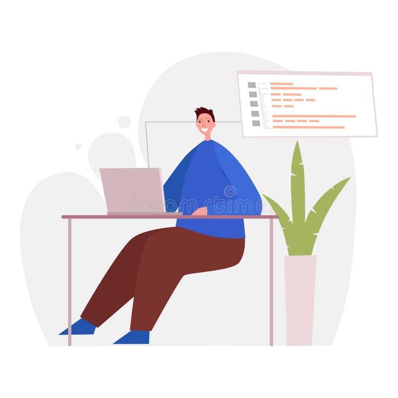 在计算机上进行Web开发的程序员. php python javascript脚本编码与编程概念 库存例证