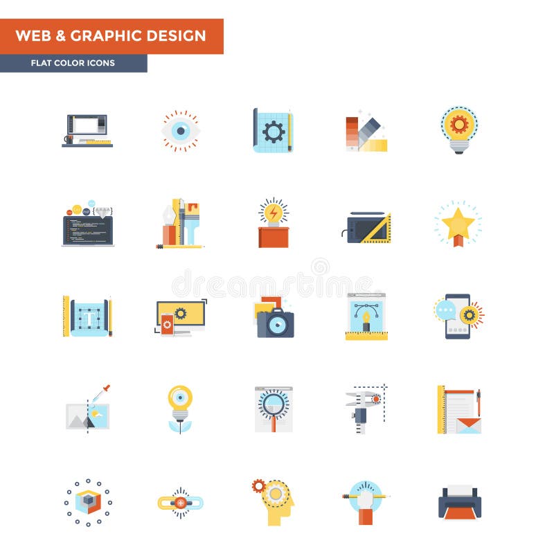 Web plat d'icônes de couleur et conception graphique illustration libre de droits Web plat d'icônes de couleur et conception graphique illustration libre de droits
