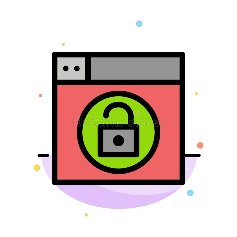 A Web, projeto, fechamento, destrava o molde liso abstrato do ícone da cor ilustração royalty free