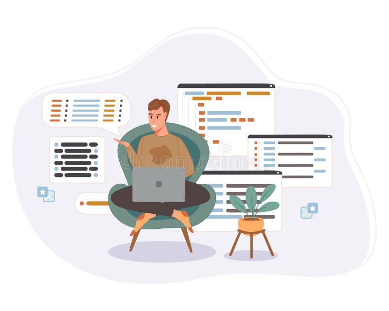 Web开发代码程序员工作. 在python php和java脚本上进行工程编程. 矢量 向量例证