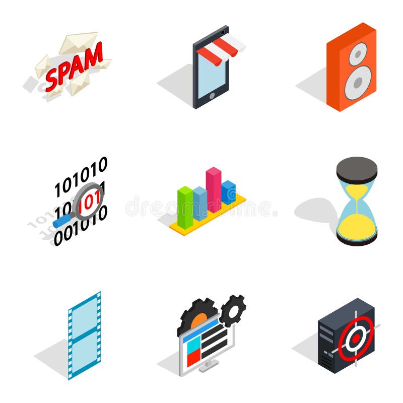 Web setup icons set, isometric style royalty free illustration