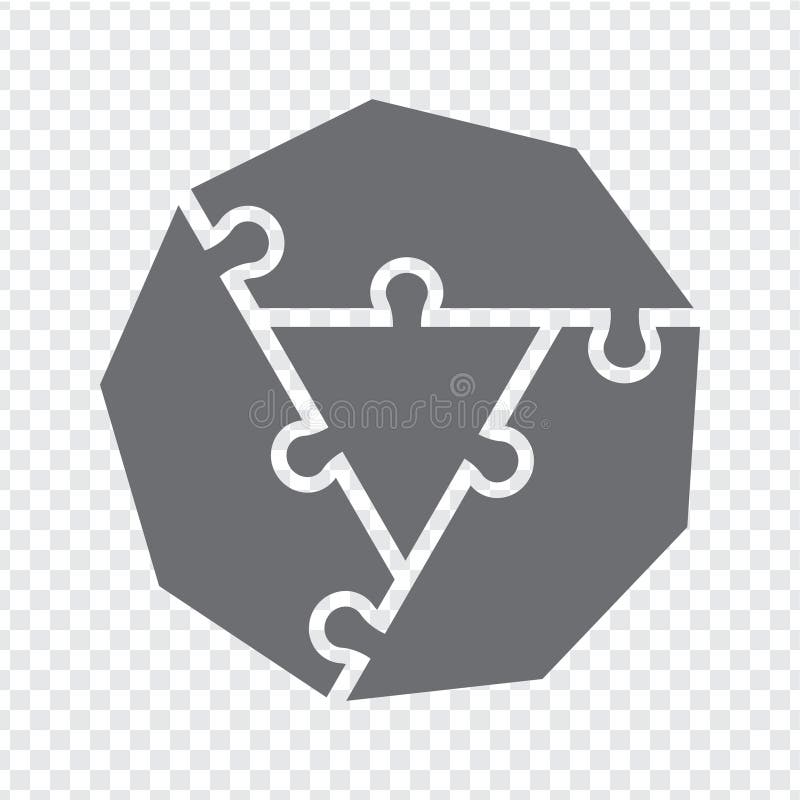 Simple icon polygon puzzle in gray. Simple icon puzzle of the nine elements and triangle center royalty free illustration