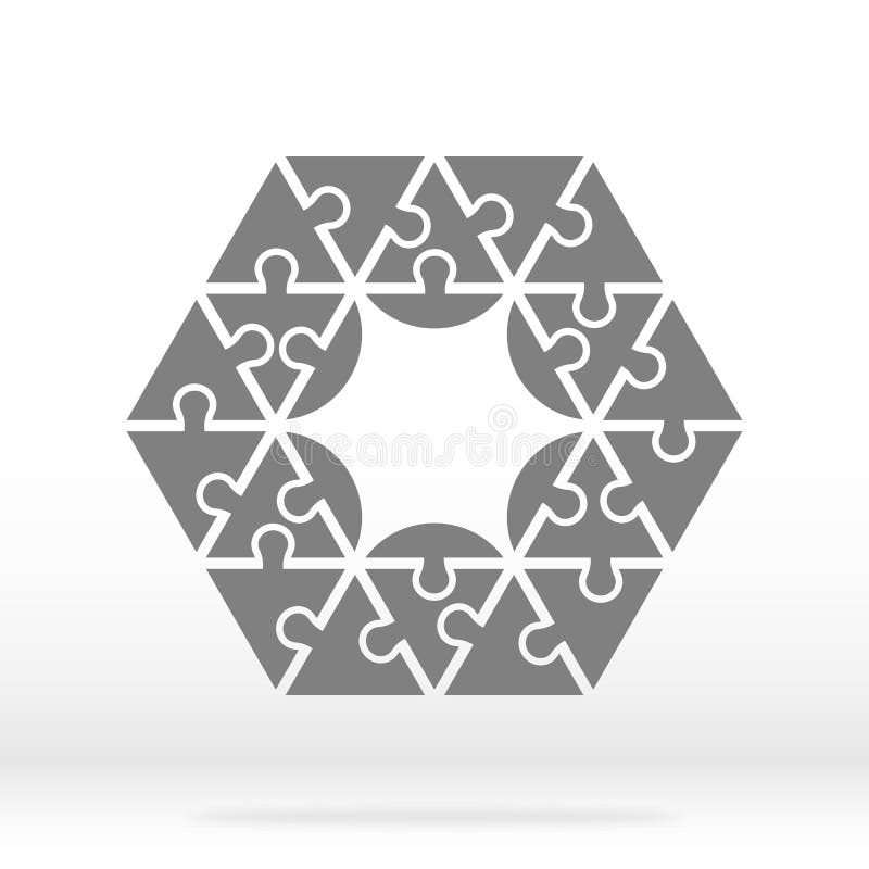Simple icon polygonal puzzle in gray. Simple icon polygonal puzzle of the twenty four elements on gray background. Puzzle of Hexag royalty free illustration