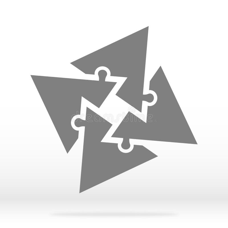 Simple icon triagles puzzle in gray. Simple icon puzzle of the four elements on gray background royalty free illustration