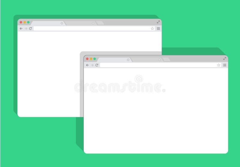 Web simple set of Browser window white, green background, mock-up vector illustration stock illustration Web simple set of Browser window white, green background, mock-up vector illustration stock illustration