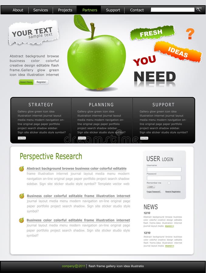 Web site Gris-verde del vector con la manzana libre illustration Web site Gris-verde del vector con la manzana libre illustration