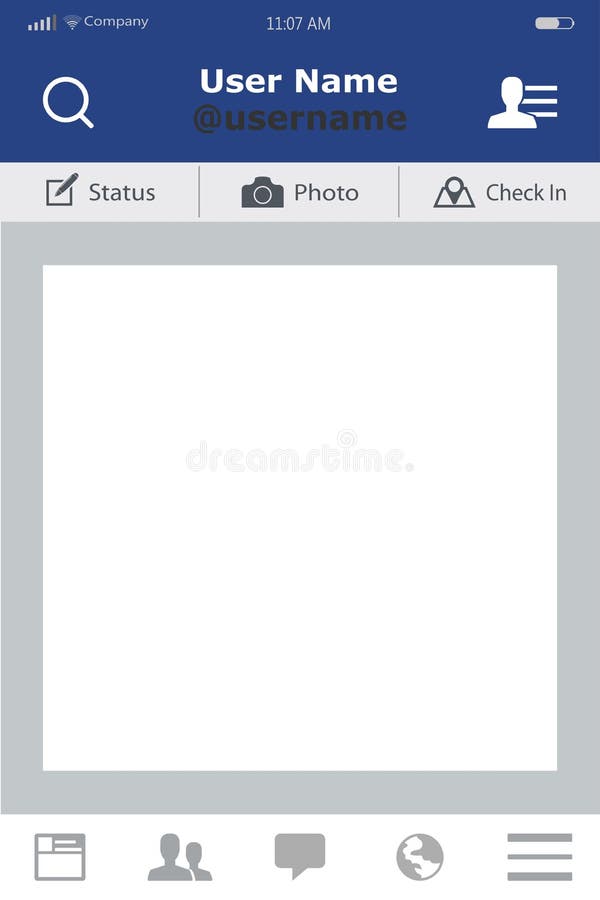 Web site mobile template account. Social network interface app. Mock up for advertising or page to the site, marketing stock illustration Web site mobile template account. Social network interface app. Mock up for advertising or page to the site, marketing stock illustration