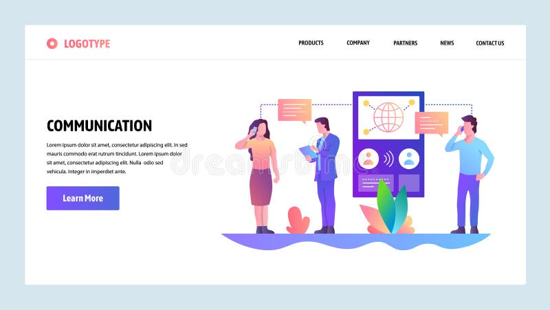 Web site onboarding screens. Online messaging and connection. People digital communication. Menu vector banner template stock illustration