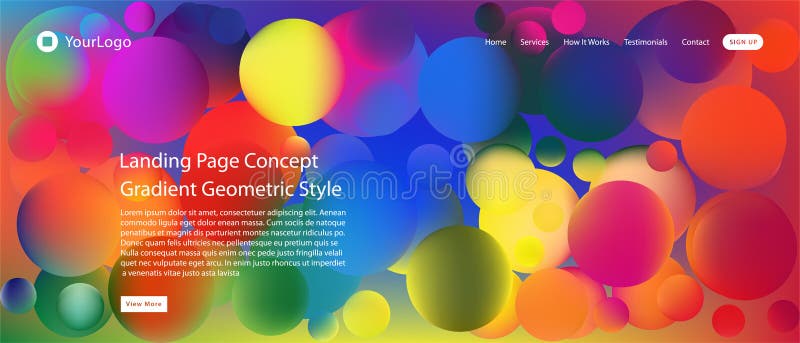 Web site ou página móvel da aterrissagem do app com ilustração do projeto e do inclinação geométricos mínimos coloridos do fundo ilustração stock Web site ou página móvel da aterrissagem do app com ilustração do projeto e do inclinação geométricos mínimos coloridos do fundo ilustração stock