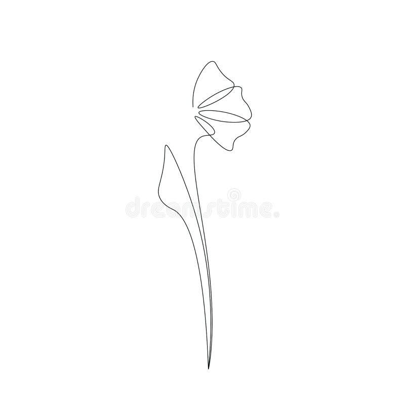 Spring Flower Silhouette or Icon Line Drawing, Vector Illustration ...