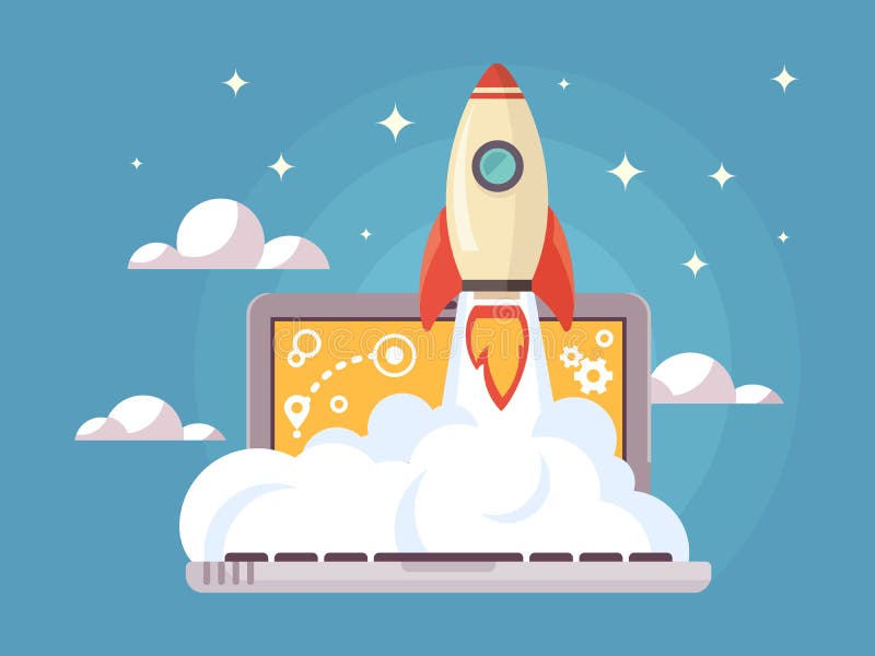 Web start vlakke stijl stock illustratie Web start vlakke stijl stock illustratie