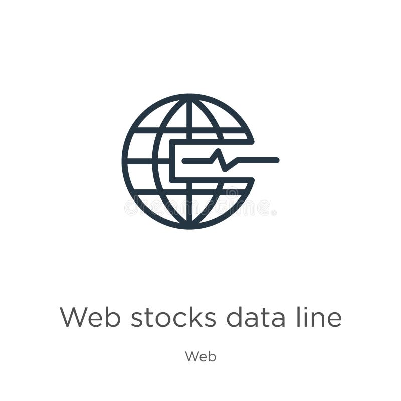 Web stocks data line graphic interface symbol icon. Thin linear web stocks data line graphic interface symbol outline icon stock illustration