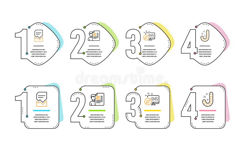 Web system, Corrupted file and Job interview icons set. Candy sign. Computer, Damaged document, Cv file. Vector royalty free illustration