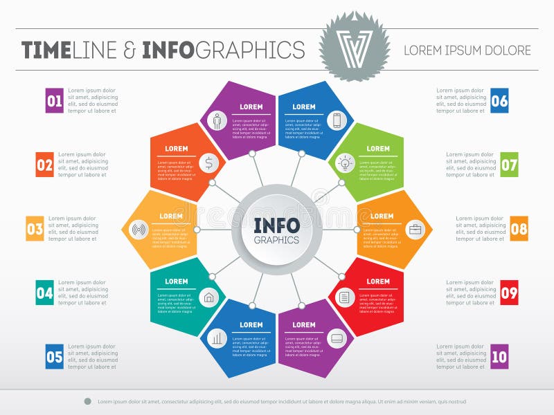 Web Template for circle diagram or presentation. Business infographics concept with 10 options. Vector infographic of technology