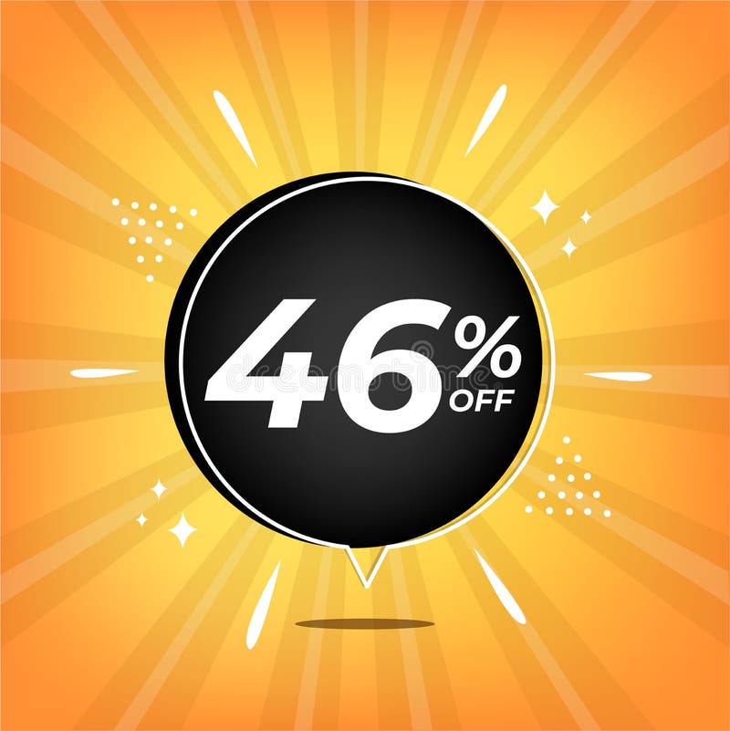 Web46 отключен. желтый баннер со скидкой в 6% на черный шарик для мега-больших продаж. иллюстрация штока