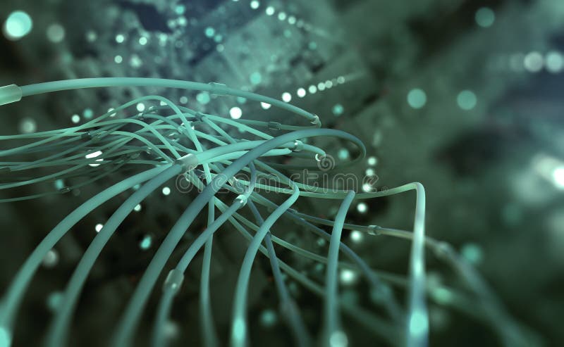 Webbplats med globala data Nätverksanslutningar i framtidens cyberrymd stock illustrationer