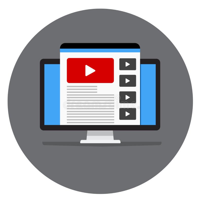 Webbsida med video på bildskärm Vektorbild av en plats eller en logo vektor illustrationer Webbsida med video på bildskärm Vektorbild av en plats eller en logo vektor illustrationer
