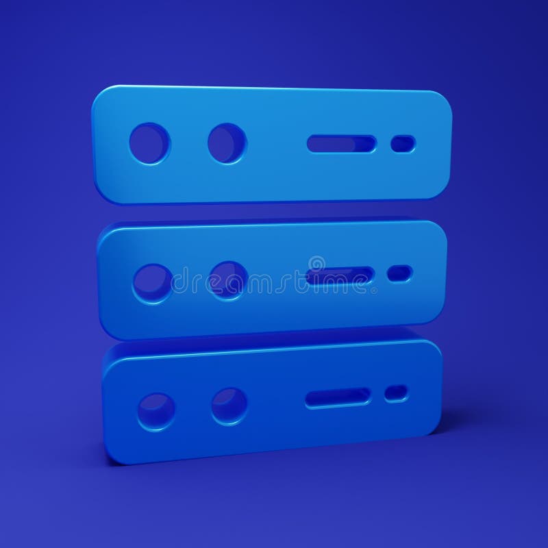Webbvärdsikon för blå serverdata isolerad på blå bakgrund. 3D-renderingsillustration för minimalismen stock illustrationer